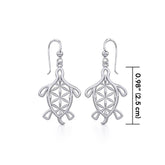 Turtle with Flower of Life Shell Silver Earrings TER1784 - Earrings